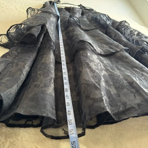 Lulus Glamorous Sweetie Black Burnout Tie-Strap Bustier Midi Dress XL LBD Floral - Picture 12 of 12